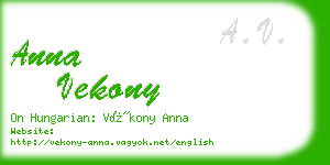 anna vekony business card